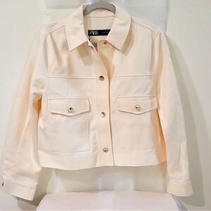 Zara cream denim cotton jacket with gold buttons - size medium